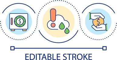 Money savings loop concept icon. Rainy day fund. Emergency account. Financial risks prevention abstract idea thin line illustration. Isolated outline drawing. Editable stroke vector