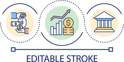 Central bank financial policy loop concept icon. Loans and mortgages. Financial growth abstract idea thin line illustration. Isolated outline drawing. Editable stroke vector