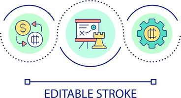 Build crypto trade strategy loop concept icon. Stock market analytics. Blockchain and mining abstract idea thin line illustration. Isolated outline drawing. Editable stroke vector