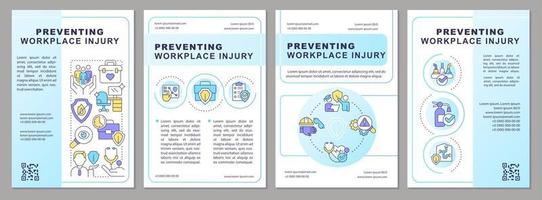 Avoiding employee injury brochure template. Worker health. Leaflet design with linear icons. Editable 4 vector layouts for presentation, annual reports