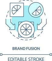 Brand fusion turquoise concept icon. Combine identities. Brand consolidation strategy abstract idea thin line illustration. Isolated outline drawing. Editable stroke vector