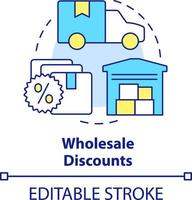 Wholesale discounts concept icon. Customer loyalty program. Type of allowances abstract idea thin line illustration. Isolated outline drawing. Editable stroke vector