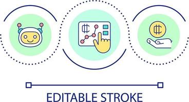 utilizar bots para cripto comercio lazo concepto icono. automático algoritmos valores mercado digitalización resumen idea Delgado línea ilustración. aislado contorno dibujo. editable carrera vector