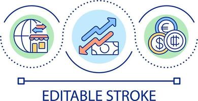 Currency exchange loop concept icon. Weak and strong currency. Banknotes value. Inflation abstract idea thin line illustration. Isolated outline drawing. Editable stroke vector