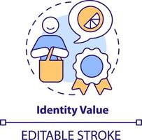 Identity value concept icon. Items of personal reputation. Product advantage abstract idea thin line illustration. Isolated outline drawing. Editable stroke vector