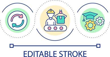 Support employees development loop concept icon. Workers progress. Professional growth. Production flow abstract idea thin line illustration. Isolated outline drawing. Editable stroke vector