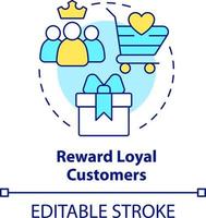 Reward loyal customers concept icon. Bonus program. Discount strategy abstract idea thin line illustration. Isolated outline drawing. Editable stroke vector