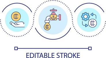 Crypto faucets loop concept icon. Way to get free digital tokens. Blockchain technology abstract idea thin line illustration. Isolated outline drawing. Editable stroke vector