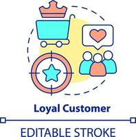 Loyal customers concept icon. Users with positive experience. Type of clients abstract idea thin line illustration. Isolated outline drawing. Editable stroke vector