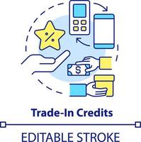 Trade in credits concept icon. Program for customers. Type of discounts abstract idea thin line illustration. Isolated outline drawing. Editable stroke vector