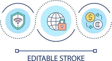 Internet connection security loop concept icon. Safe crypto trading. Blockchain network abstract idea thin line illustration. Isolated outline drawing. Editable stroke vector