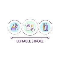 Improve employee engagement loop concept icon. Encourage to build relationship with colleagues abstract idea thin line illustration. Isolated outline drawing. Editable stroke vector