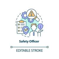 Safety officer concept icon. Determining risks. Preventing workplace accidents tip abstract idea thin line illustration. Isolated outline drawing. Editable stroke vector