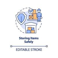 Storing items safely concept icon. Warehouse security. Way to avoid common accidents abstract idea thin line illustration. Isolated outline drawing. Editable stroke vector