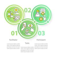 Structure of usability testing session circle infographic template. Data visualization with 3 steps. Editable timeline info chart. Workflow layout with line icons vector