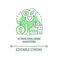 Attracting more investors green concept icon. Sustainable business benefit abstract idea thin line illustration. Isolated outline drawing. Editable stroke vector