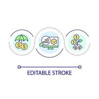 Analyzing company income loop concept icon. Business revenue research. Corporate financial data abstract idea thin line illustration. Isolated outline drawing. Editable stroke vector