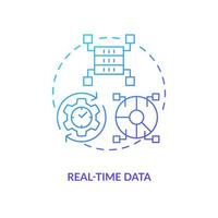 Real time data blue gradient concept icon. Technology development. Information processing trend abstract idea thin line illustration. Isolated outline drawing vector