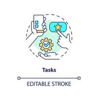 Tasks concept icon. Attainable objectives. Assignment list. Usability testing goals abstract idea thin line illustration. Isolated outline drawing. Editable stroke vector