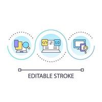 Programming on multiple devices loop concept icon. Identifying platform for software engineering abstract idea thin line illustration. Isolated outline drawing. Editable stroke vector