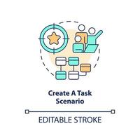 Create task scenario concept icon. Determine usability testing goals. Work strategy abstract idea thin line illustration. Isolated outline drawing. Editable stroke vector