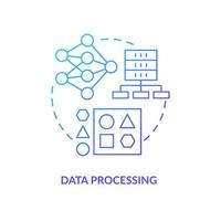 Data processing blue gradient concept icon. Virtual operation. Work with digital information stage abstract idea thin line illustration. Isolated outline drawing vector