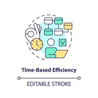 Time-based efficiency concept icon. Quickly complete tasks. Usability metrics abstract idea thin line illustration. Isolated outline drawing. Editable stroke vector