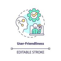 User-friendliness concept icon. Simple software for using. Understandable interface abstract idea thin line illustration. Isolated outline drawing. Editable stroke vector