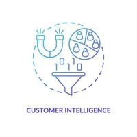 Customer intelligence blue gradient concept icon. AI and data science solution for business abstract idea thin line illustration. Isolated outline drawing vector