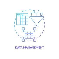 Data management blue gradient concept icon. Digital service improving. Information processing stage abstract idea thin line illustration. Isolated outline drawing vector