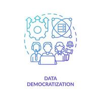 Democratization blue gradient concept icon. Business digitization process. Data science trend abstract idea thin line illustration. Isolated outline drawing vector