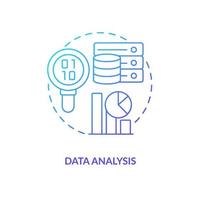 Data analysis blue gradient concept icon. Virtual tools. Digital information processing stage abstract idea thin line illustration. Isolated outline drawing vector