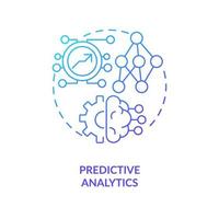 Predictive analytics blue gradient concept icon. AI technology benefit. Data science in marketing abstract idea thin line illustration. Isolated outline drawing vector