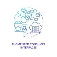 aumentado consumidor interfaces azul degradado concepto icono. ai y datos Ciencias solución para negocio resumen idea Delgado línea ilustración. aislado contorno dibujo vector