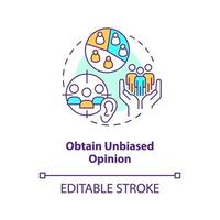 Obtain unbiased opinions concept icon. Get objective reviews. Receive users feedback abstract idea thin line illustration. Isolated outline drawing. Editable stroke vector