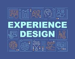 User experience design word concepts blue banner. UX website. Infographics with editable icons on color background. Isolated typography. Vector illustration with text