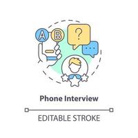 Phone interview concept icon. Call research. Remote usability testing. User feedbacks abstract idea thin line illustration. Isolated outline drawing. Editable stroke vector