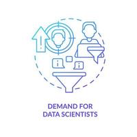 Increasing demand for data scientists blue gradient concept icon. Engineers challenges. Digitization trend abstract idea thin line illustration. Isolated outline drawing vector