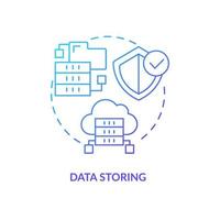 Data storing blue gradient concept icon. Cloud storage for information. Virtual information processing abstract idea thin line illustration. Isolated outline drawing vector