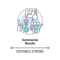 Summarize results concept icon. Make conclusion. Sum up and analyze. Review report abstract idea thin line illustration. Isolated outline drawing. Editable stroke vector