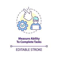 Measure ability to complete tasks concept icon. Efficient design solutions. Usability abstract idea thin line illustration. Isolated outline drawing. Editable stroke vector