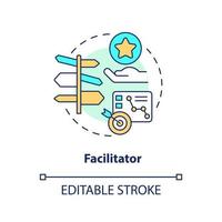 Facilitator concept icon. Give tasks guides and instructions. Manager. Mentoring abstract idea thin line illustration. Isolated outline drawing. Editable stroke vector