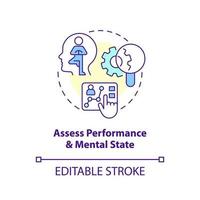 Assess performance and mental state concept icon. Behavior research. User experience abstract idea thin line illustration. Isolated outline drawing. Editable stroke vector