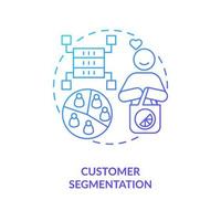 Customer segmentation blue gradient concept icon. Virtual algorithm. Data science in marketing abstract idea thin line illustration. Isolated outline drawing vector