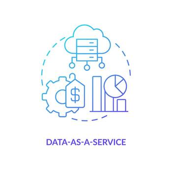 Data as service blue gradient concept icon. Virtual cloud technology. Digital information trend abstract idea thin line illustration. Isolated outline drawing vector