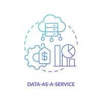 Data as service blue gradient concept icon. Virtual cloud technology. Digital information trend abstract idea thin line illustration. Isolated outline drawing vector