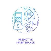 Predictive maintenance blue gradient concept icon. AI and data science solution for business abstract idea thin line illustration. Isolated outline drawing vector