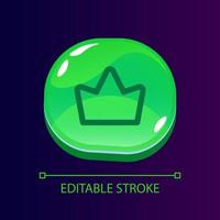 Crown glossy ui button with linear icon. Premium club membership. Luxury service. Isolated user interface element for web, mobile, video game design. Editable stroke vector