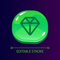 Diamond glossy ui button with linear icon. Premium product quality. Special offer. Isolated user interface element for web, mobile, video game design. Editable stroke vector