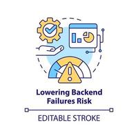 Lowering backend failures risk concept icon. High digital service performance abstract idea thin line illustration. Isolated outline drawing. Editable stroke vector